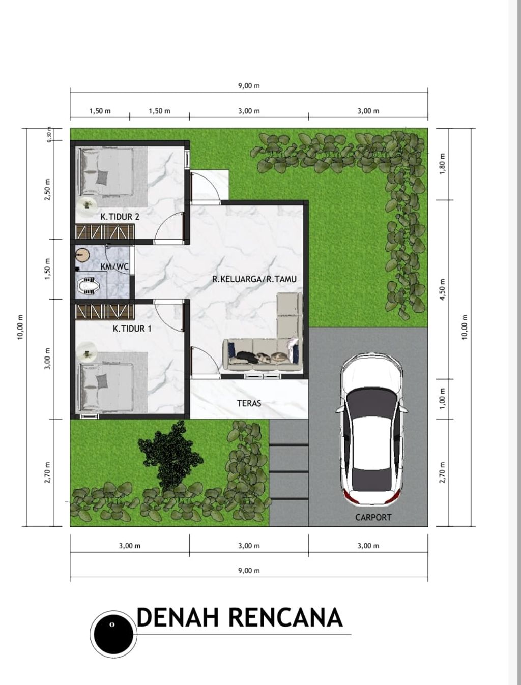 foto denah rumah tipe 36/90 perumahan PERMATA LOA BUAH
