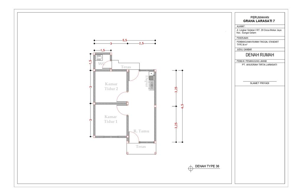 foto denah rumah tipe LARASATI perumahan GRAHA LARASATI 7