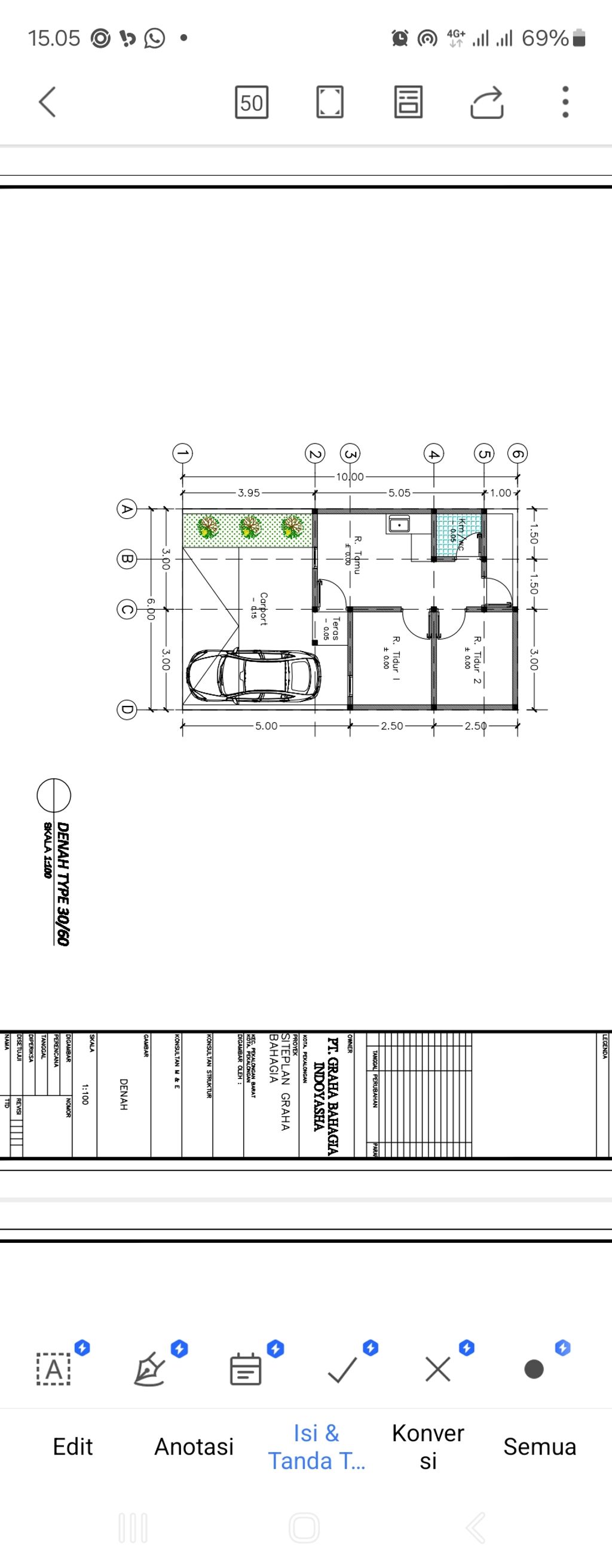 foto denah rumah tipe 32/60 perumahan GRAHA BAHAGIA MENJANGAN