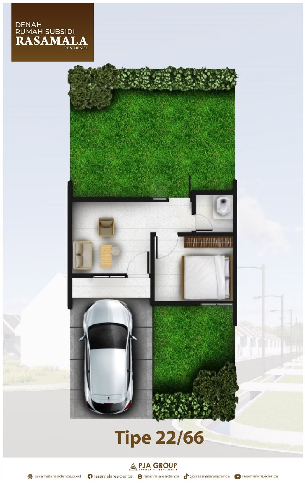 foto denah rumah tipe 22/66 perumahan RASAMALA RESIDENCE