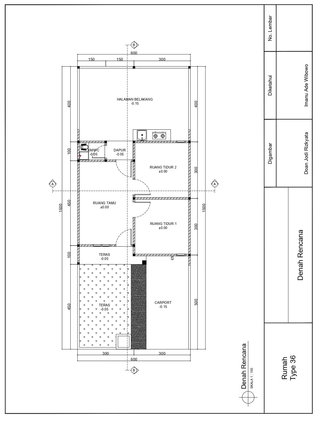 foto denah rumah tipe 36 perumahan Mahan Lamondo