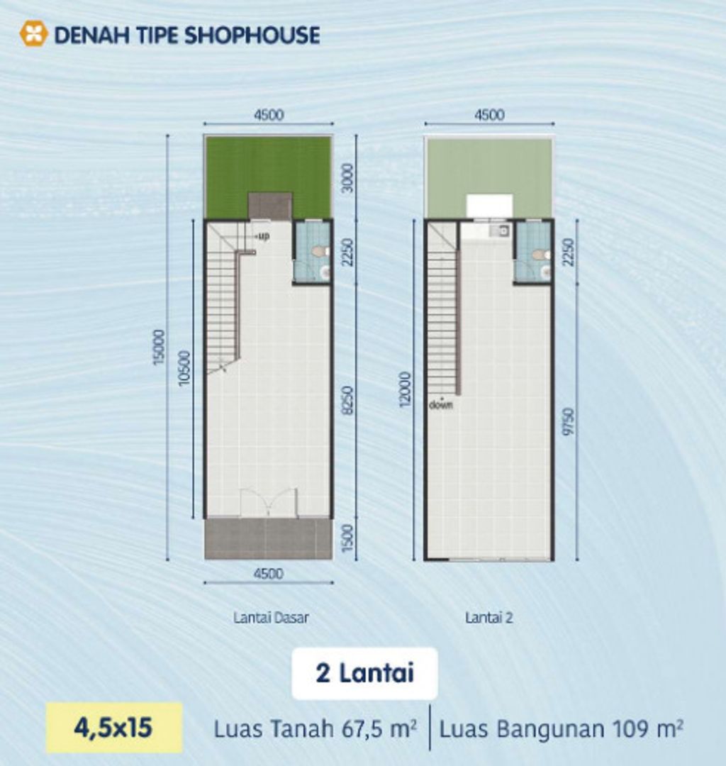 foto denah rumah tipe HAMPTON 2/C/60 perumahan Ruko Hampton Avenue