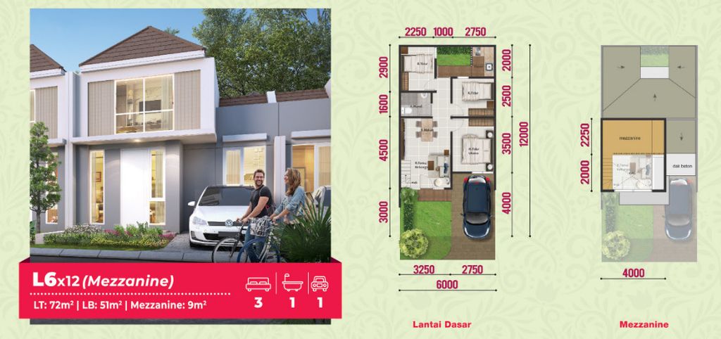 foto denah rumah tipe CANNA 10B/05 perumahan PARAMOUNT PETALS TAHAP 1