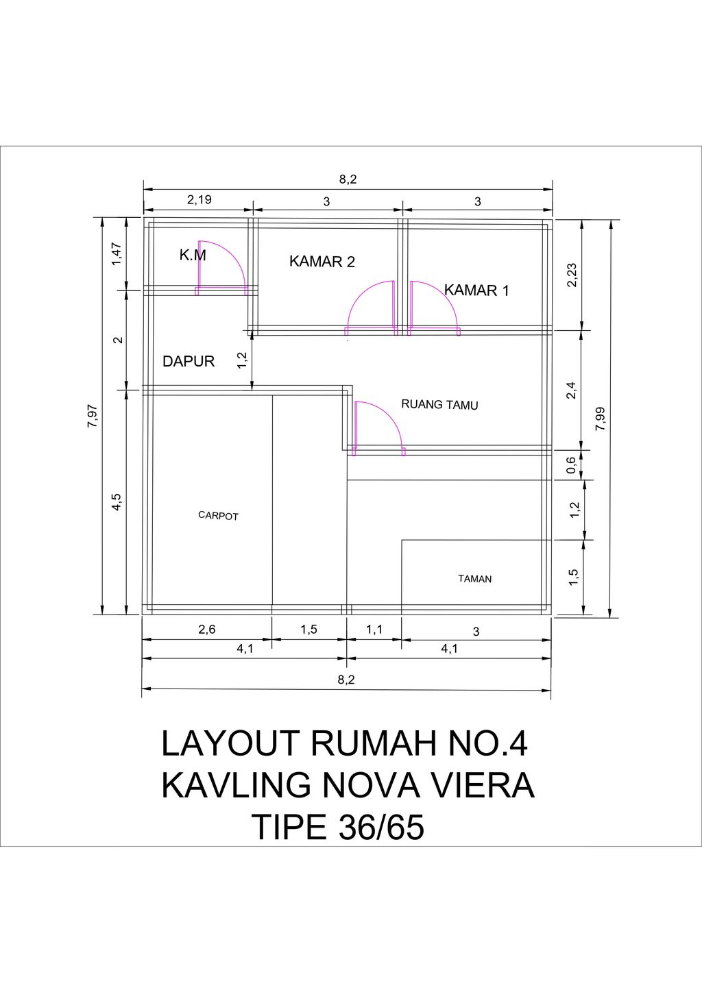 foto denah rumah tipe 36/65 perumahan Nova Viera