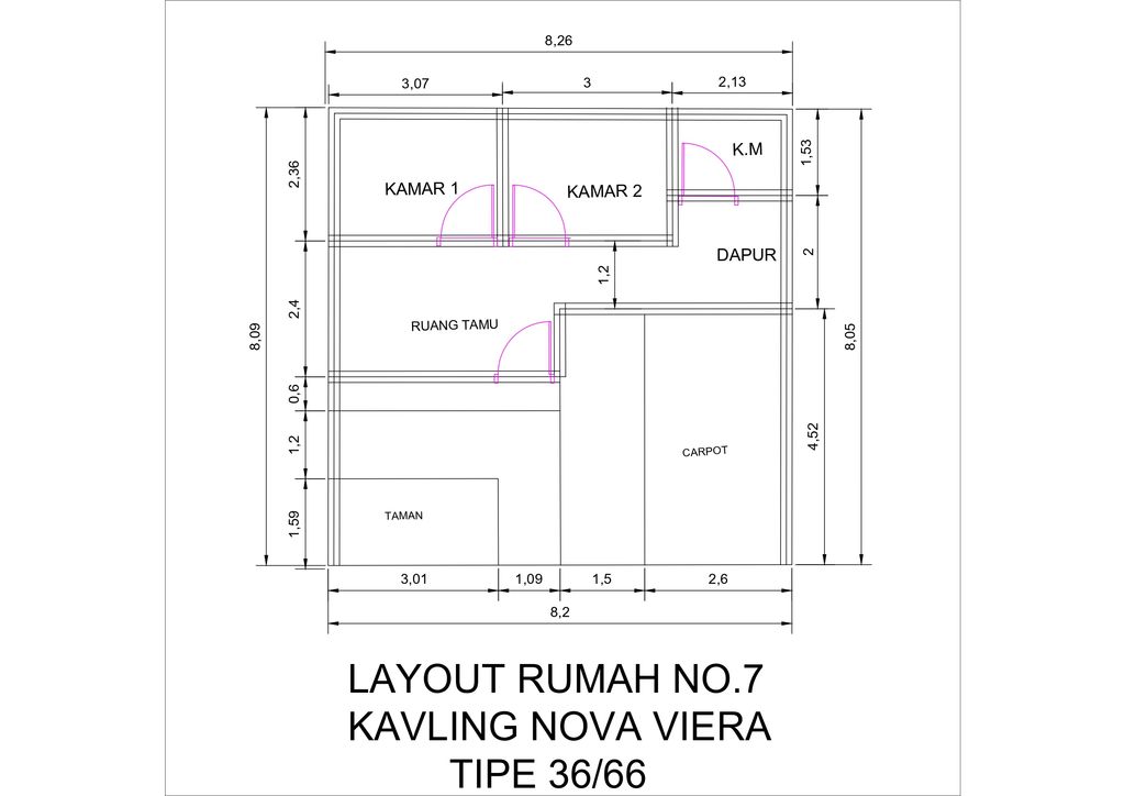 foto denah rumah tipe 36/66 perumahan Nova Viera