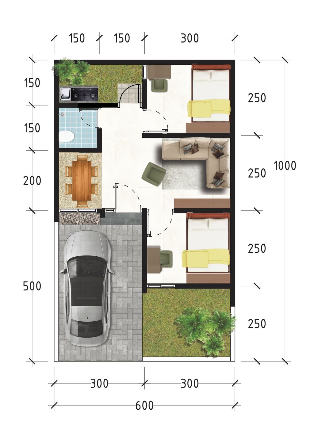 foto denah rumah tipe 33/60 perumahan Griya Tursina Asri 2
