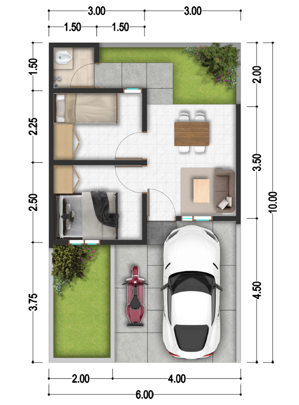foto denah rumah tipe SHAPPIRE 28/60 190.120.000 perumahan Grand Harmoni Indah Tahap II