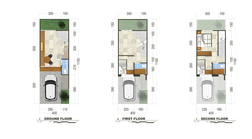 foto denah rumah tipe Oakwood 3BR perumahan ROYAL RESIDENCE