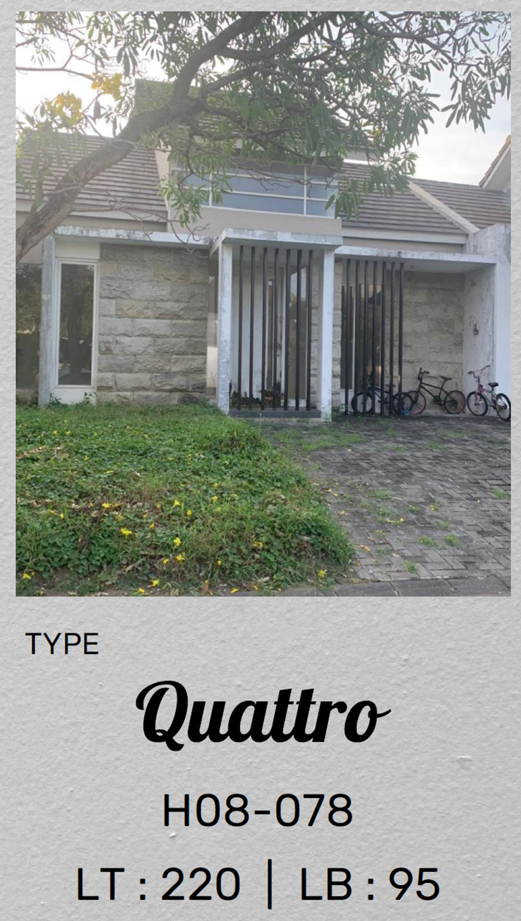 foto tampak rumah tipe QUATRO perumahan Palma Classica