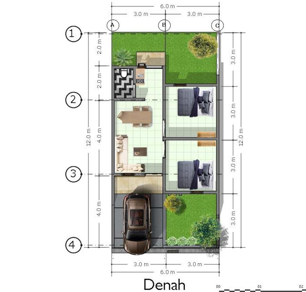 foto denah rumah tipe 36 perumahan aB Residence Lekopancing II
