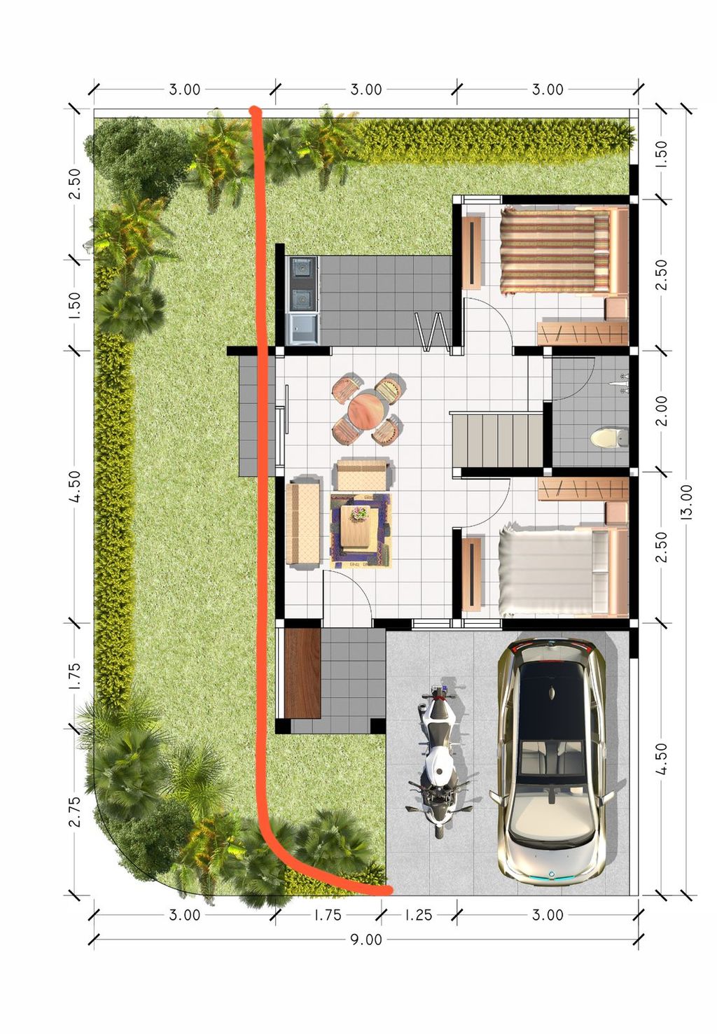 foto denah rumah tipe Qordoba perumahan GRAND ARFA WULANDIRA
