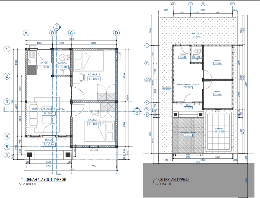 foto denah rumah tipe Clasic Modern perumahan GRIYA TUNGKARAN PERMAI 3