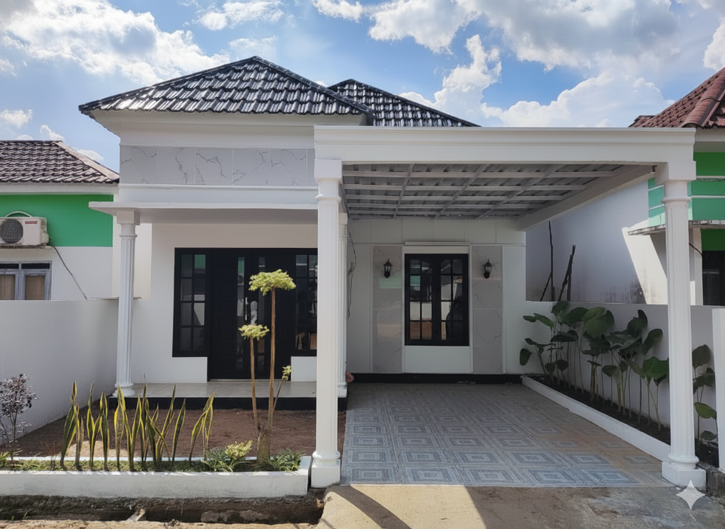 foto tampak rumah tipe 36 MINIMA 2025 perumahan TAMAN PADAT KARYA MINIMA