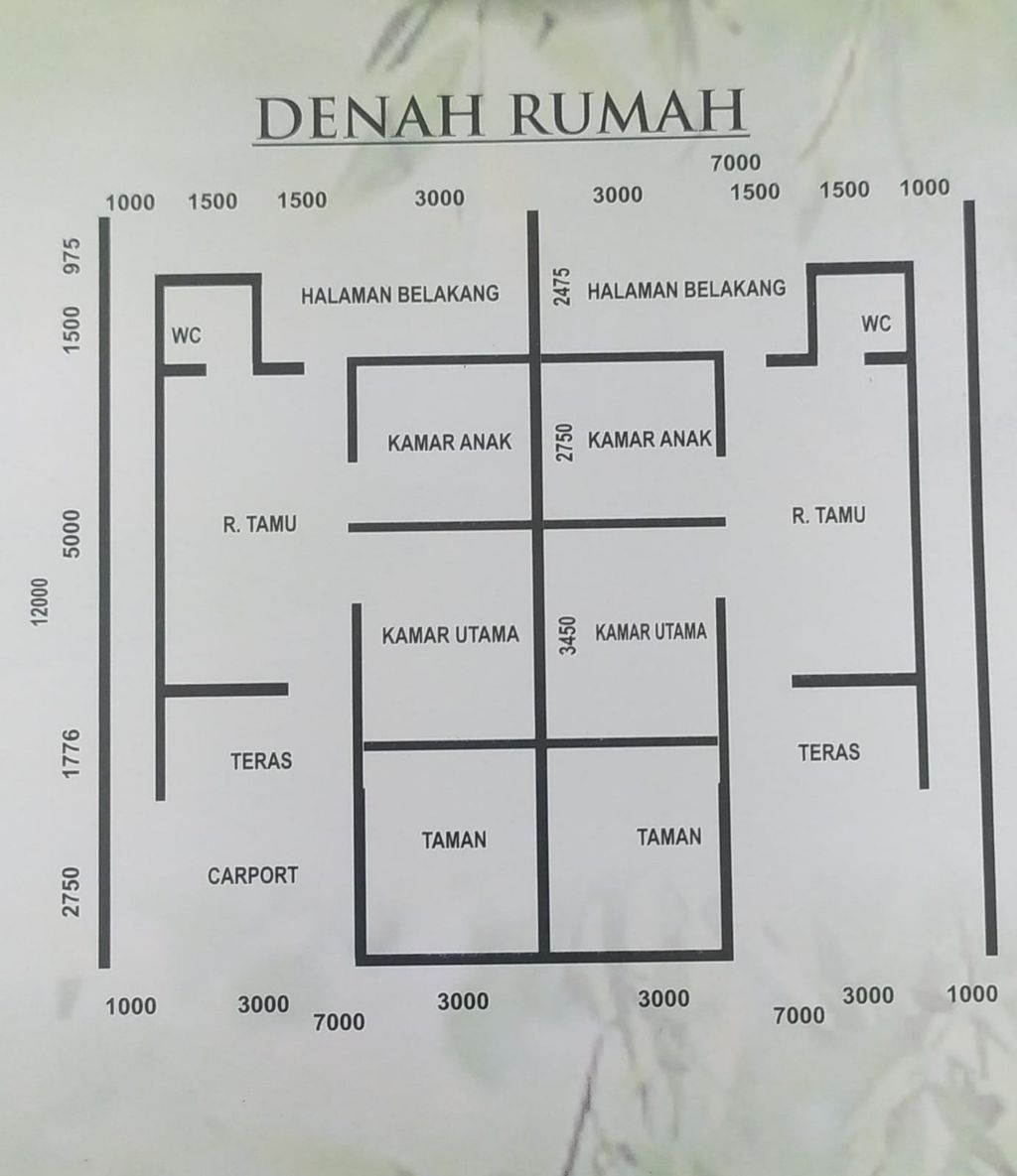 foto denah rumah tipe BLOK A perumahan Bukit Padang Merbau
