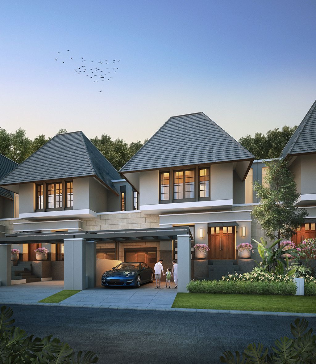 foto tampak rumah tipe AZURITE SPLIT LEVEL perumahan CITRALAND PUNCAK TIDAR MALANG TAHAP II