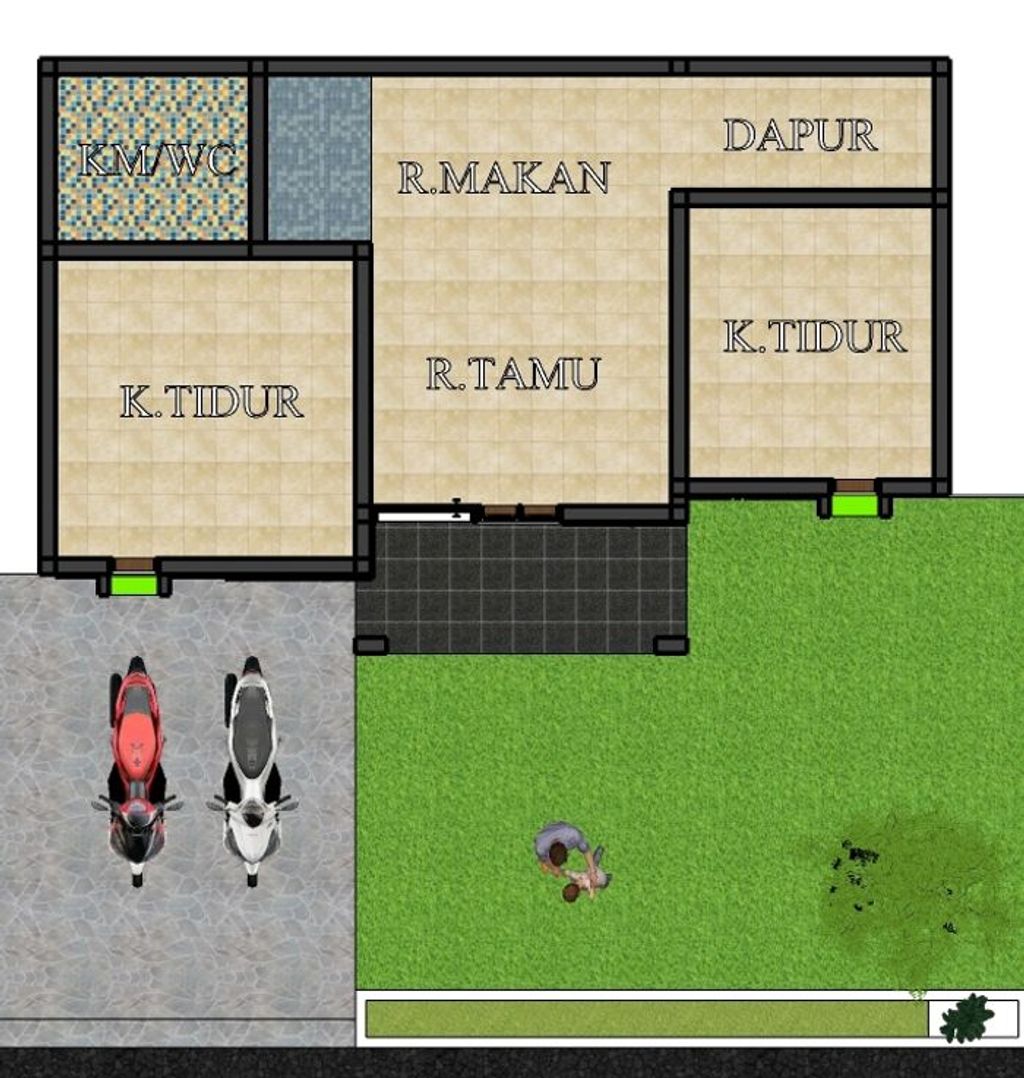 foto denah rumah tipe 36 (2025) perumahan Griya Kareema Landasan Ulin