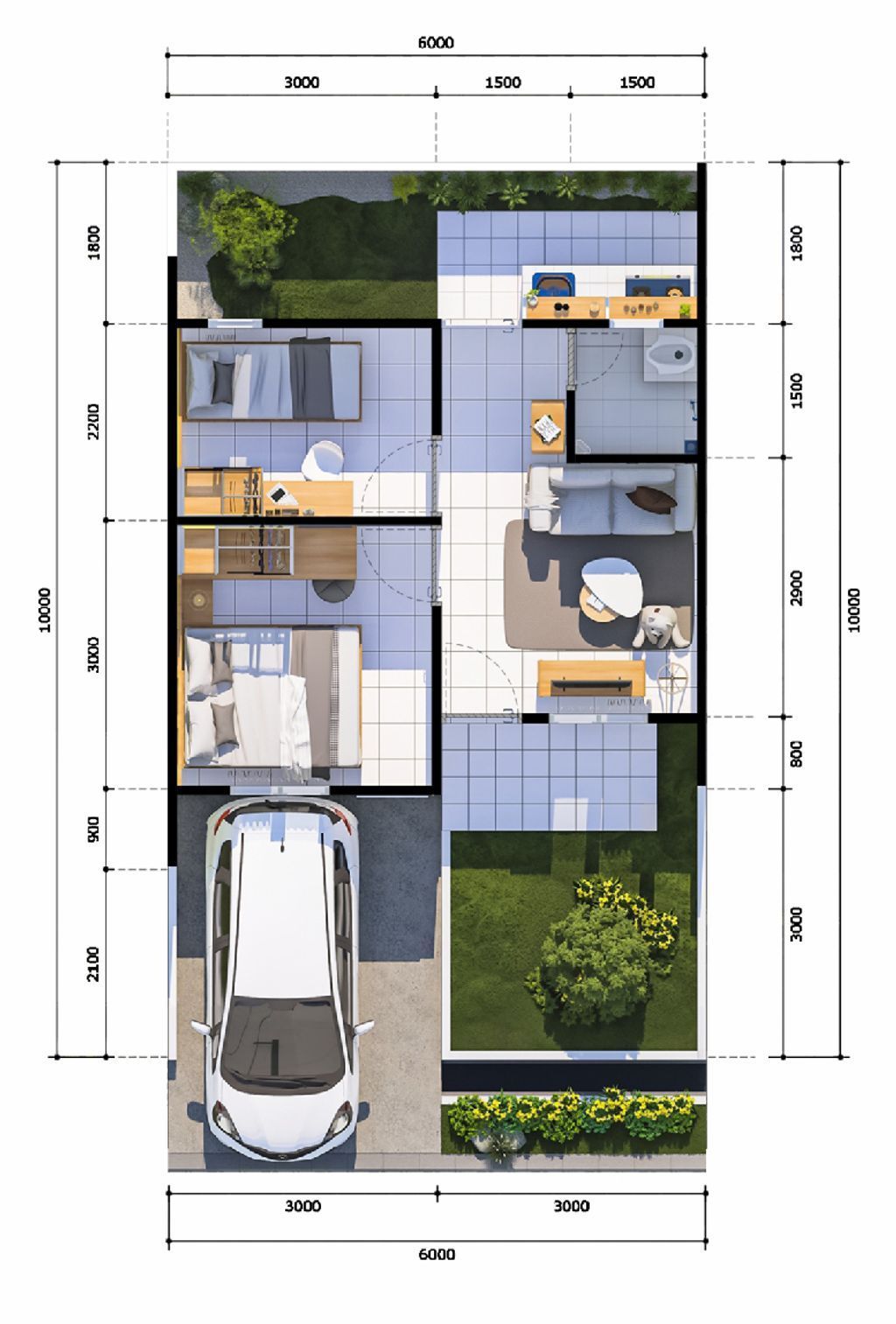 foto denah rumah tipe 30/60 perumahan PESONA KAHURIPAN 8 TAHAP 2