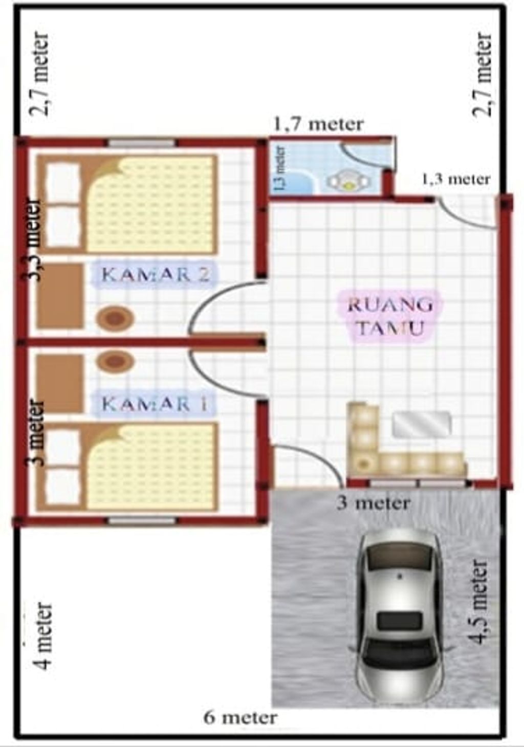 foto denah rumah tipe rumah tapak perumahan BUMI MAJANG PERMAI