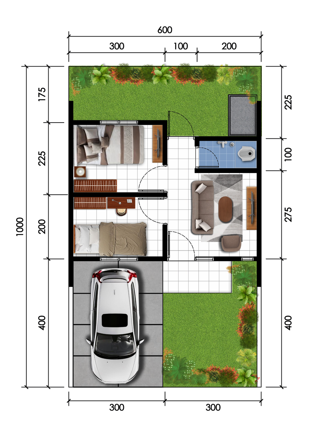 foto denah rumah tipe Hanjuang 25 / 64 perumahan SASAK PERMAI