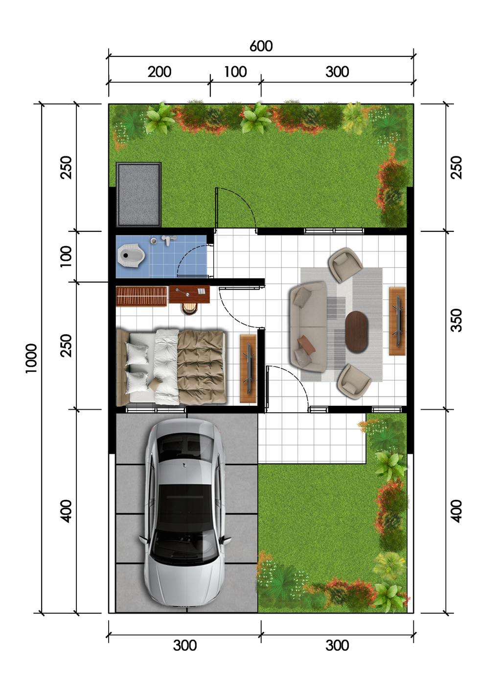 foto denah rumah tipe Hanjuang 22 / 77 perumahan SASAK PERMAI