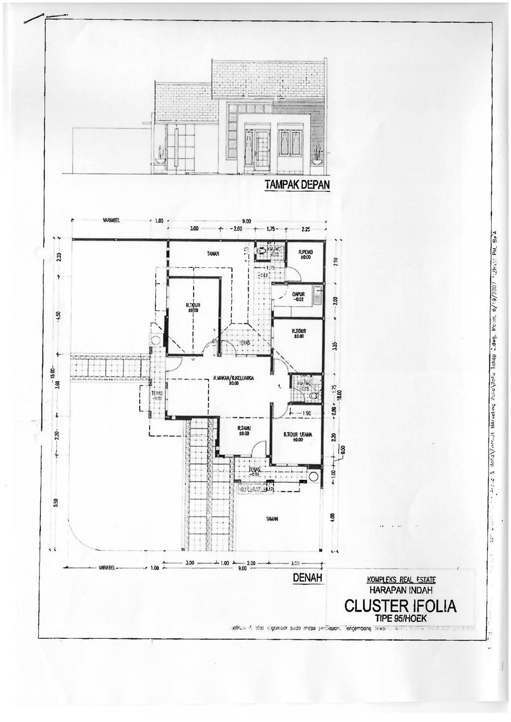 foto denah rumah tipe 95 perumahan PERUMAHAN ARALIA, IFOLIA, HARMONI KOTA HARAPAN INDAH
