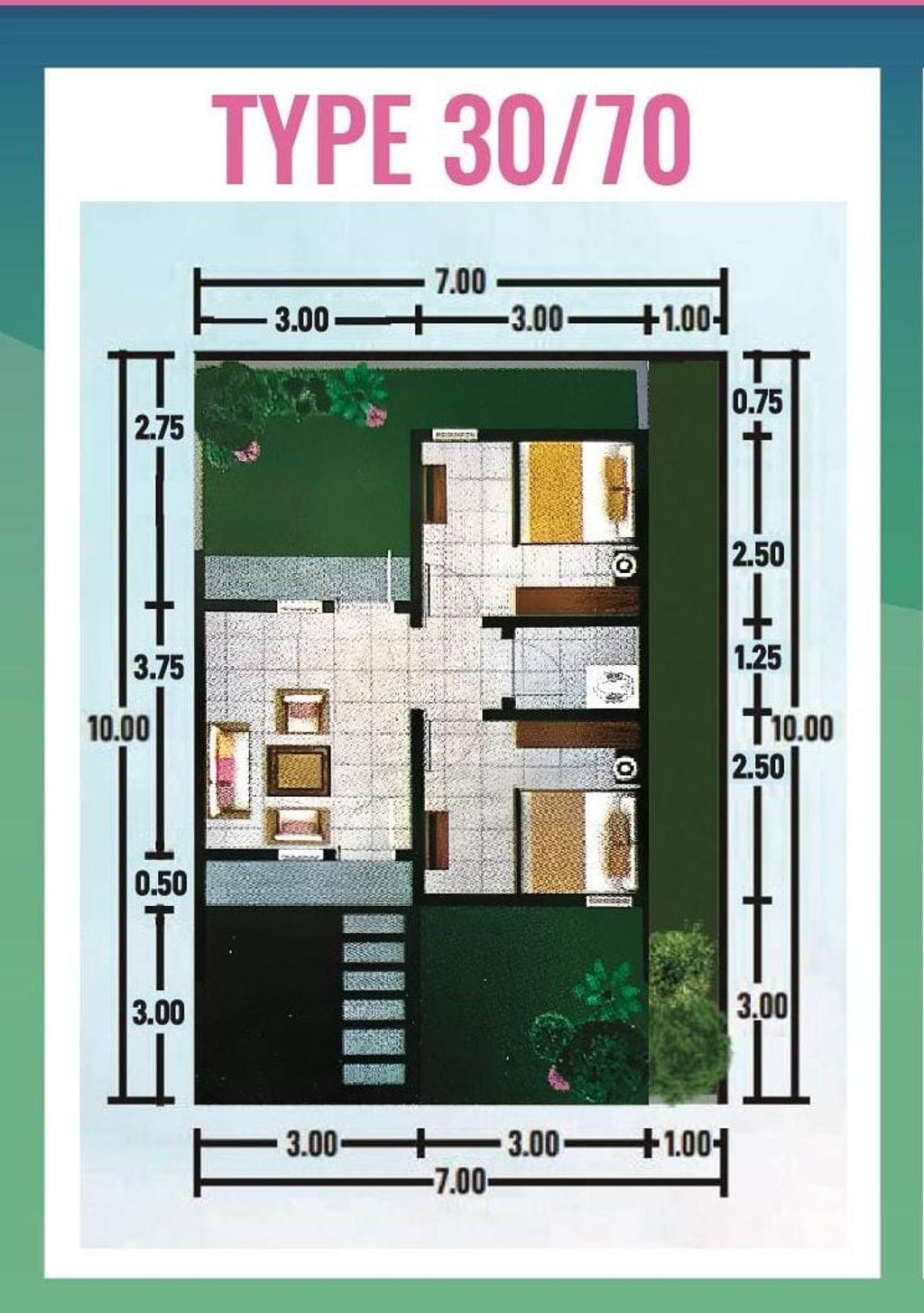 foto denah rumah tipe 30/70 perumahan GYAN PATRIOT RESIDENCE