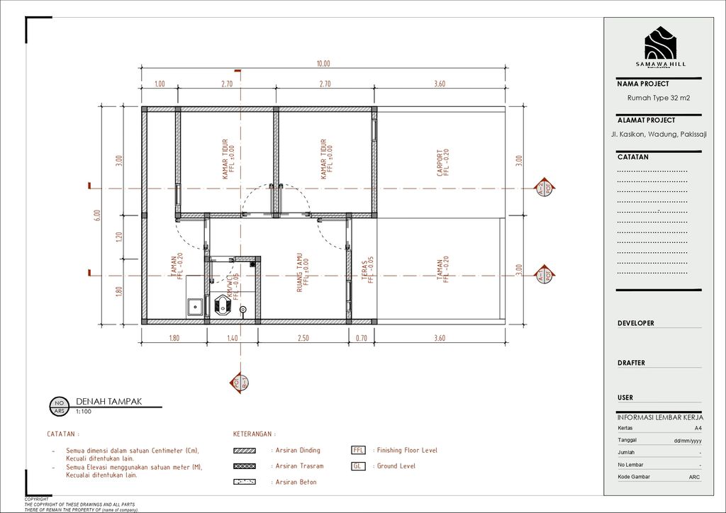 foto denah rumah tipe 32 perumahan Samawa Hill