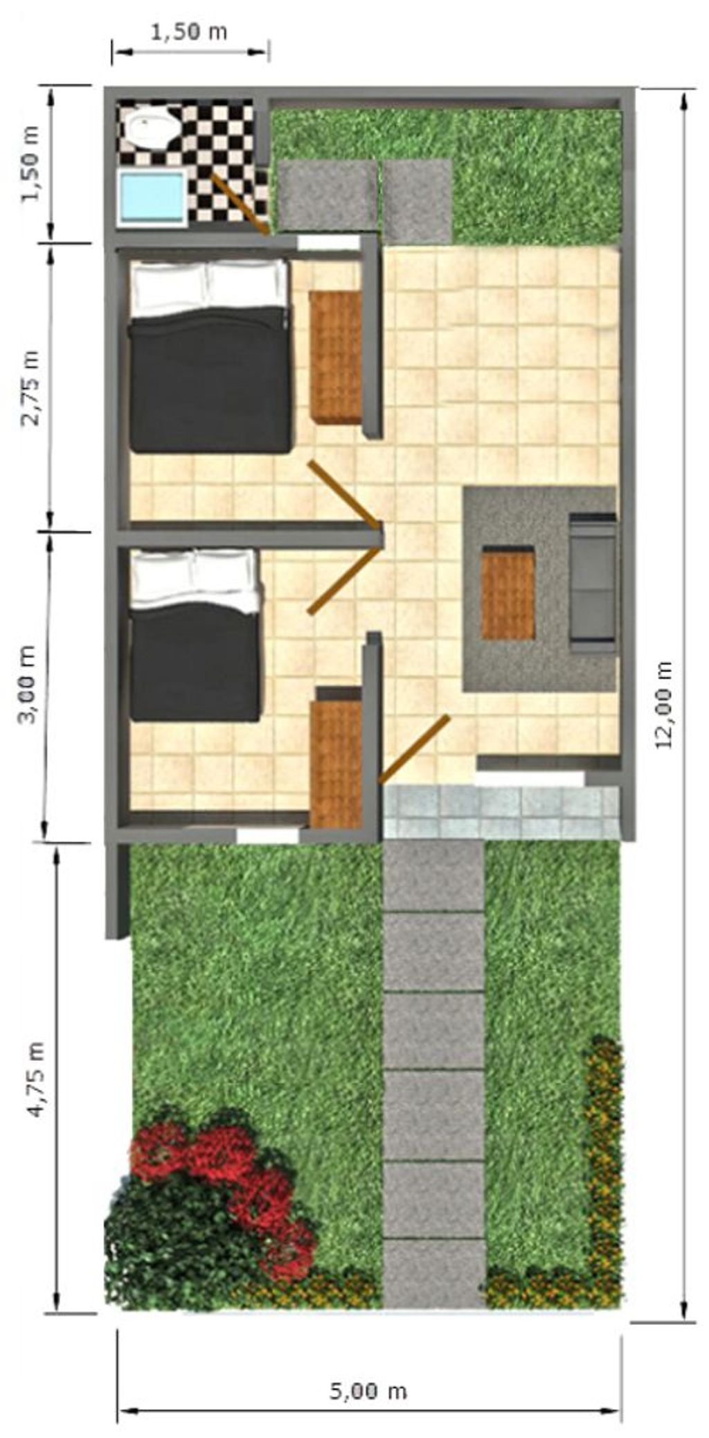 foto denah rumah tipe SUBSIDI RP 125.500.000 perumahan MUTIARA PURI HARMONI 2