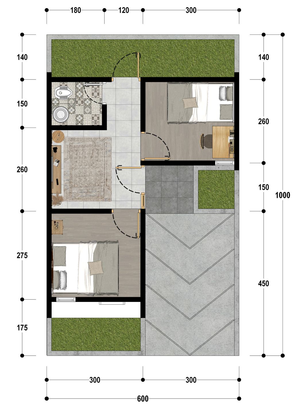 foto denah rumah tipe 36/60 perumahan PERUMAHAN BALE GANGSAR