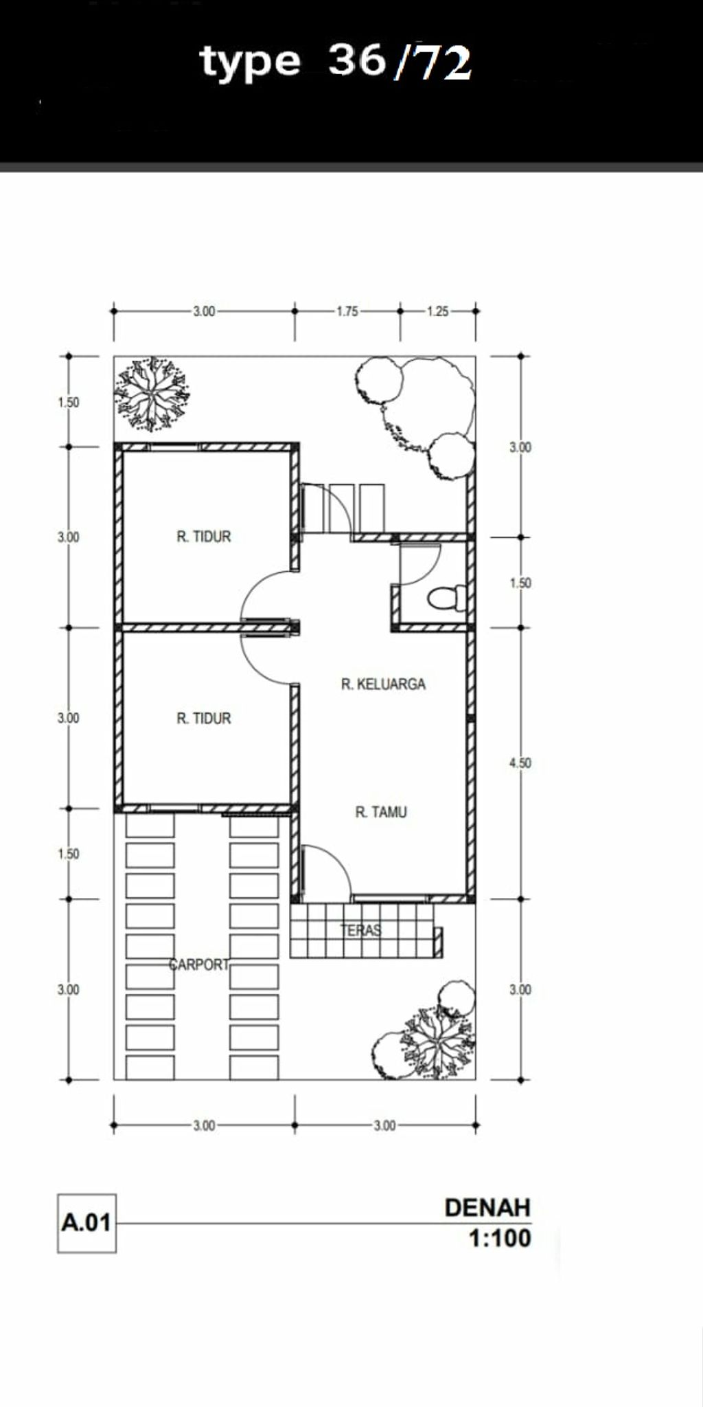 foto denah rumah tipe 36/72 perumahan Taman Puri Permata 2
