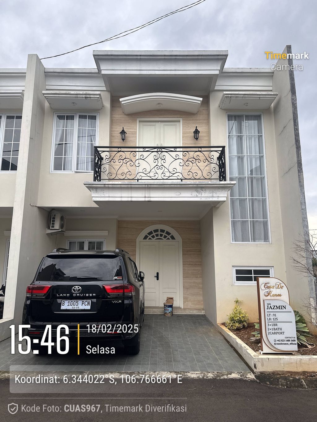 foto tampak rumah tipe Jazmin perumahan Casa De Ramos