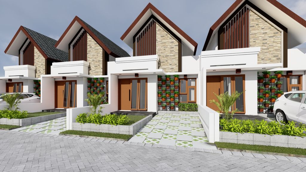 foto tampak rumah tipe PALMIER LB 40 LT 77 perumahan Jawara Land