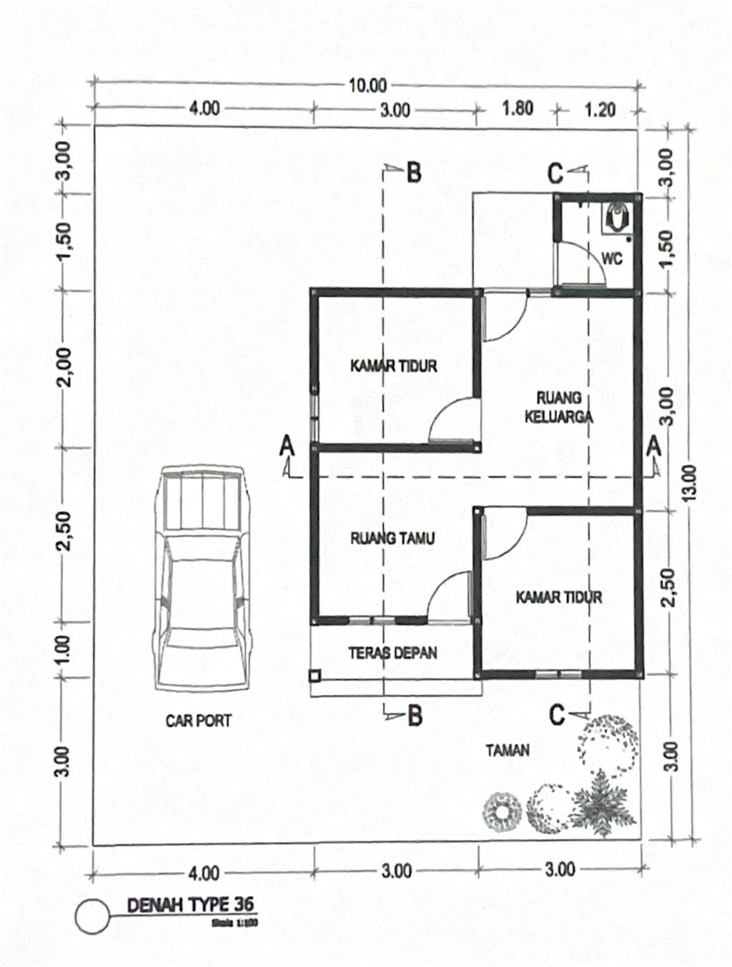 foto denah rumah tipe 36/130 perumahan Perumahan Kandis Regency