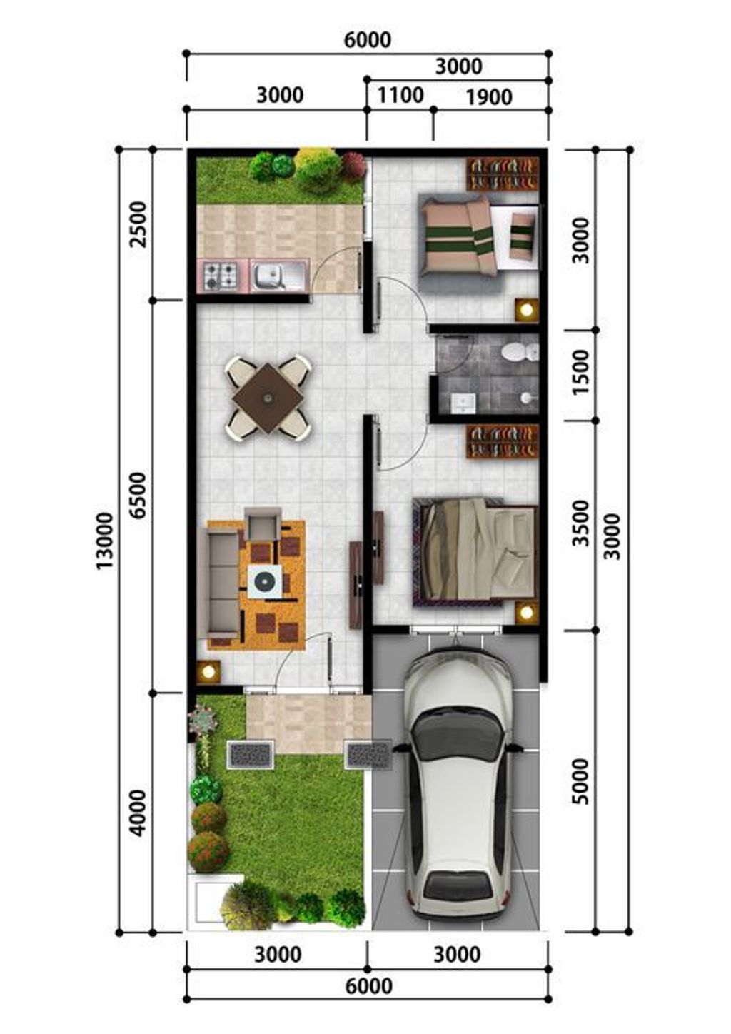 foto denah rumah tipe 48/300 perumahan Grand Victoria 1