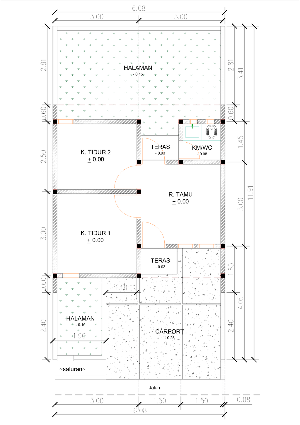 foto denah rumah tipe E21-1 (2025) perumahan Puri Anggrek Serang 4 Teritih