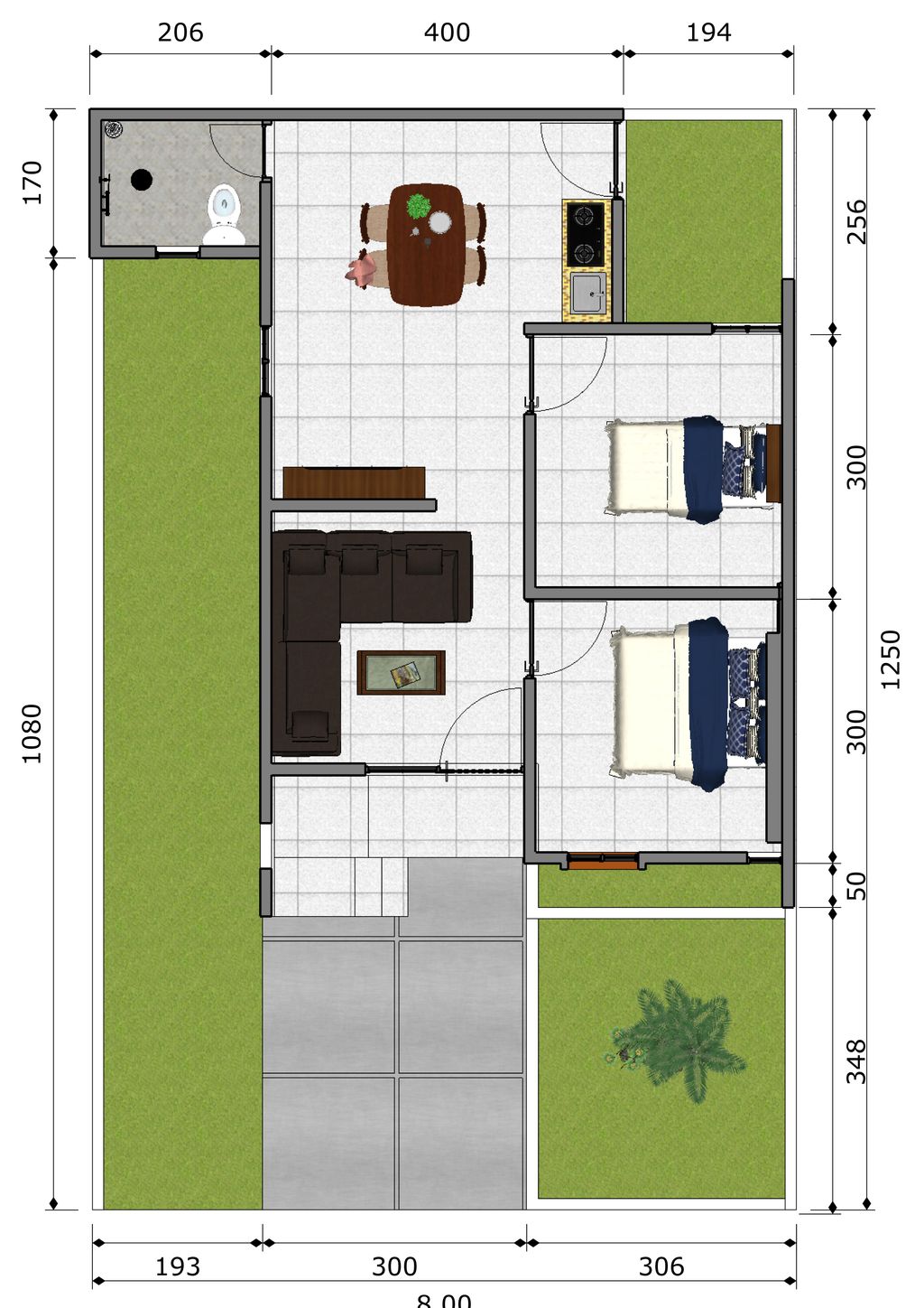 foto denah rumah tipe 48/100 perumahan GREEN NISKALA