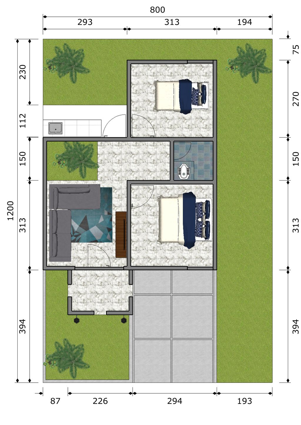 foto denah rumah tipe 36/96 perumahan GREEN NISKALA