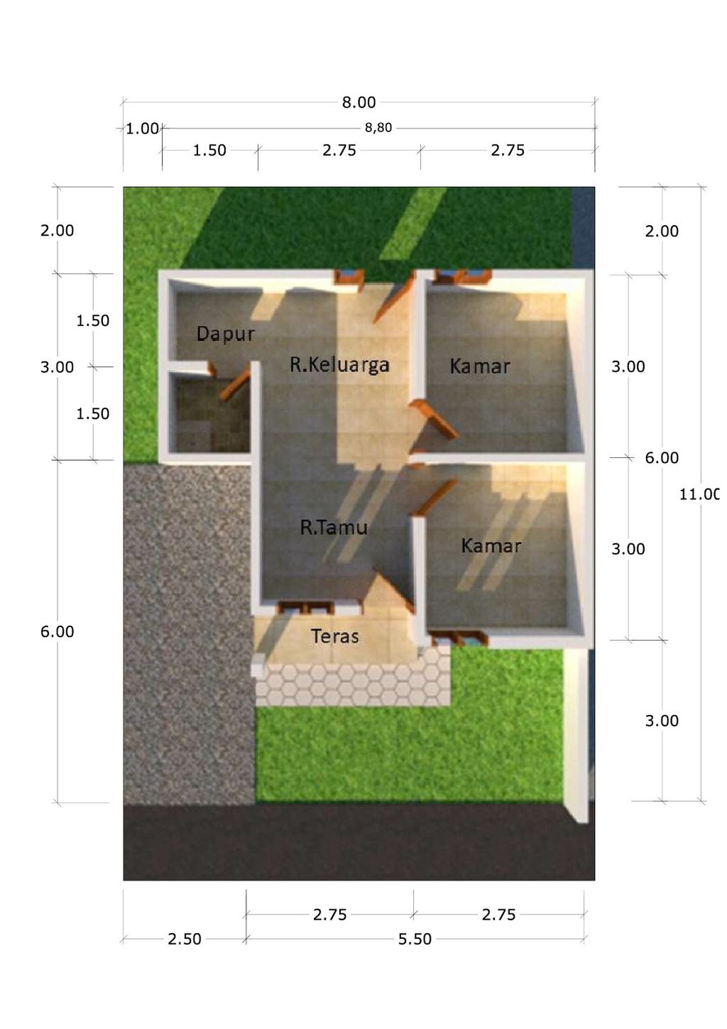 foto denah rumah tipe 36 perumahan Citra Nusantara Mandiri Residence