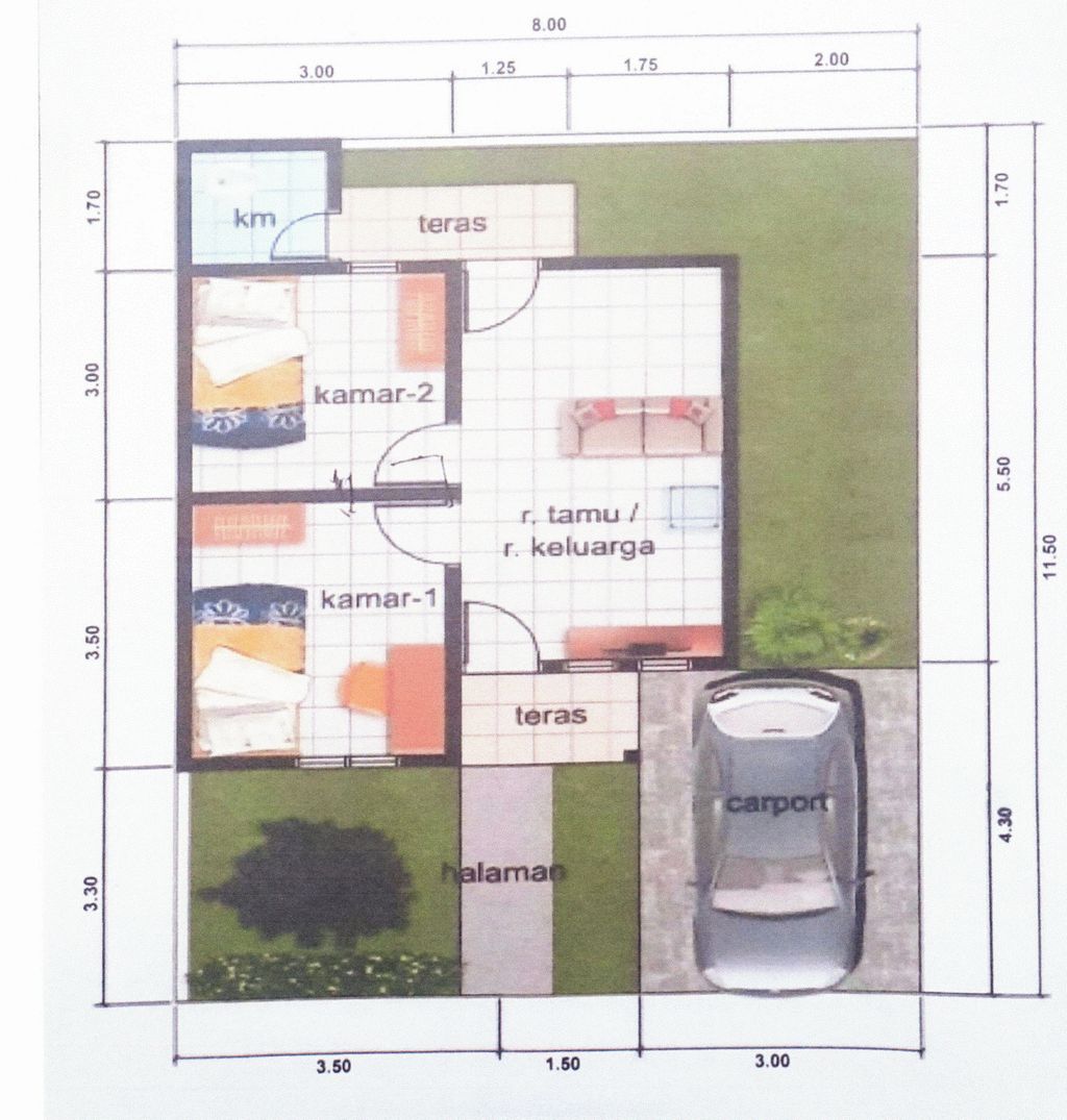 foto denah rumah tipe 36 /92 perumahan Residence Timika 4