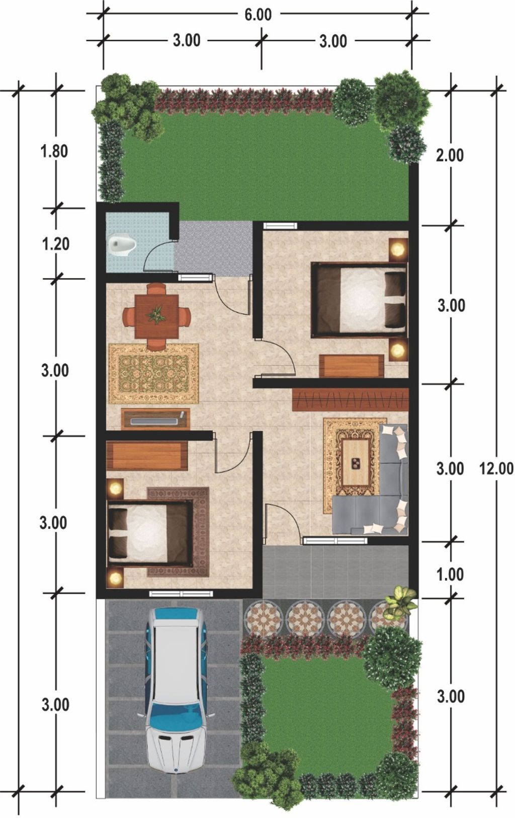 foto denah rumah tipe 36/78 perumahan TANJUNG BINTANG RESIDENCE TAHAP 3