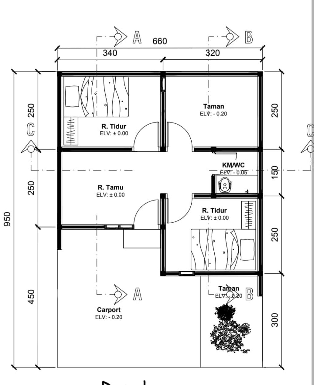foto denah rumah tipe 30/60 perumahan Mutiara Asri Sidowarek