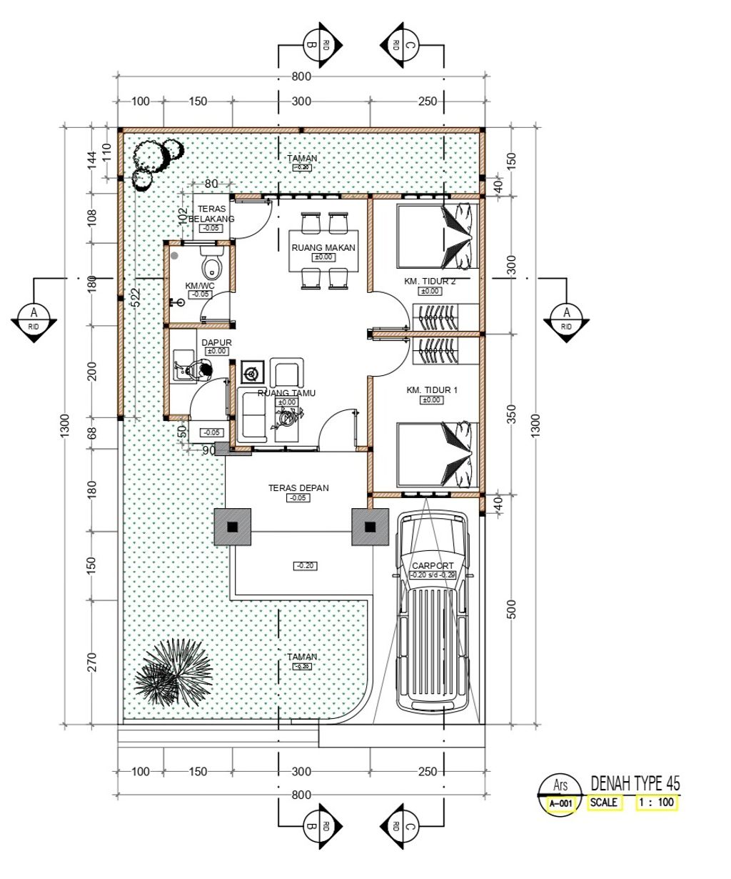 foto denah rumah tipe JASMINE 45 perumahan CLUSTER JASMINE TYPE 45