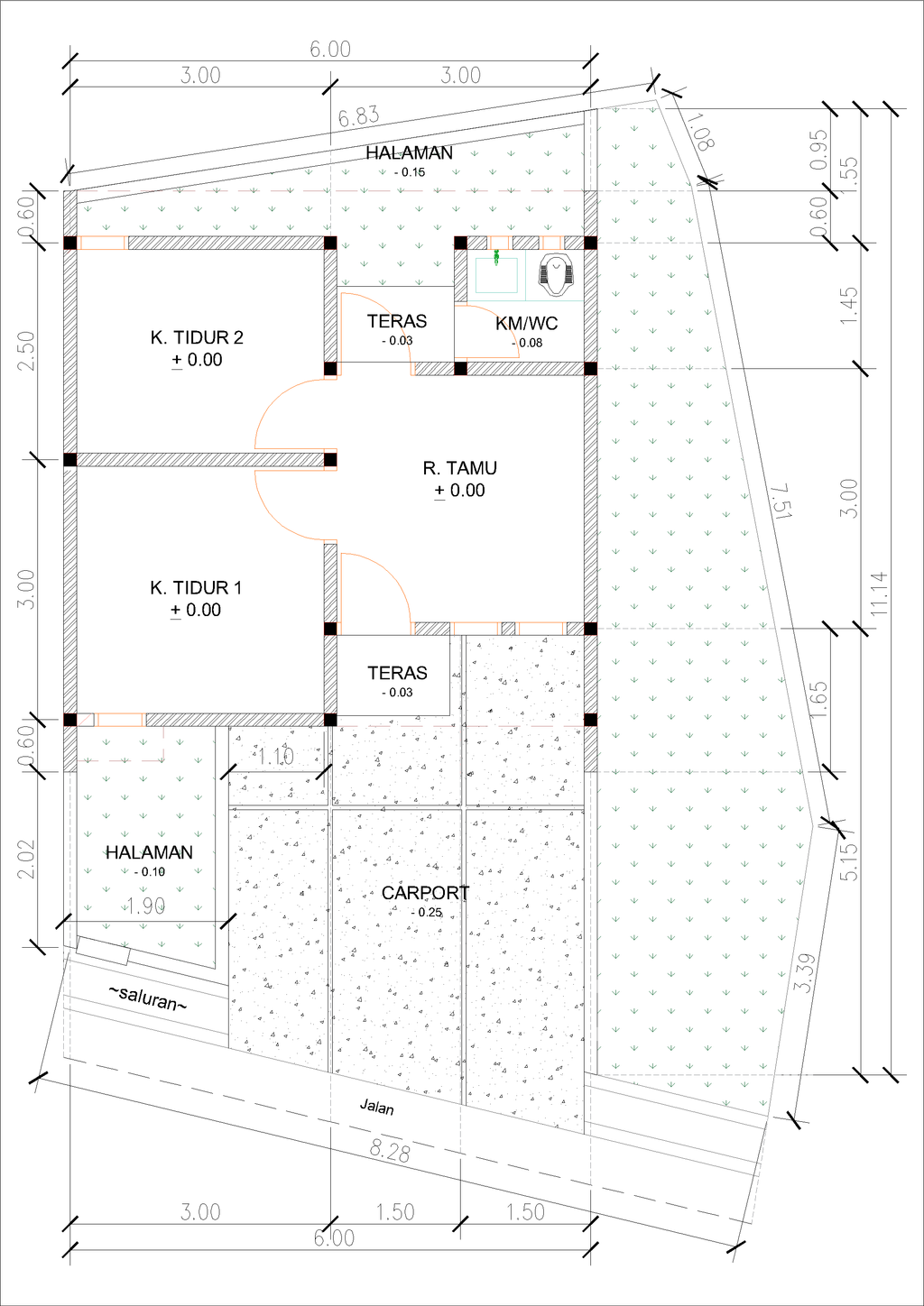 foto denah rumah tipe C10A-6 (Al-2025) perumahan Puri Anggrek Serang 3 Kalodran