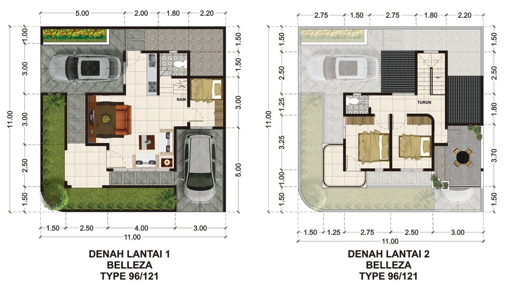 foto denah rumah tipe BELLEZA perumahan RICH VILLAGE PHASE 3