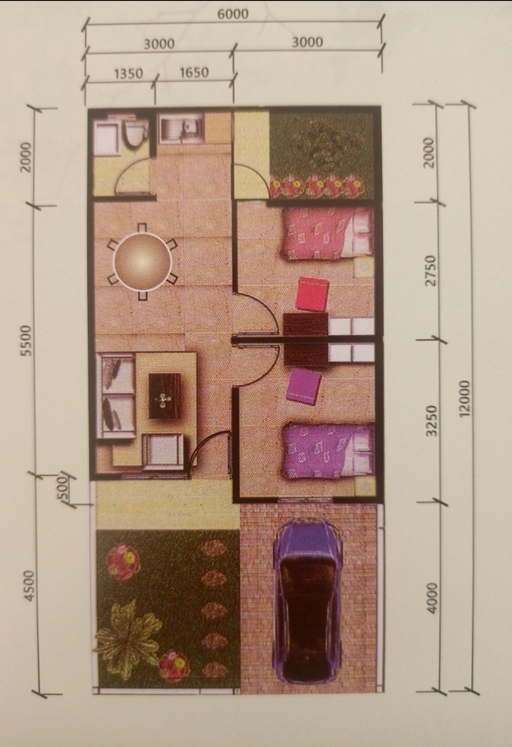 foto denah rumah tipe Anggrek No. 12 perumahan De' Asri