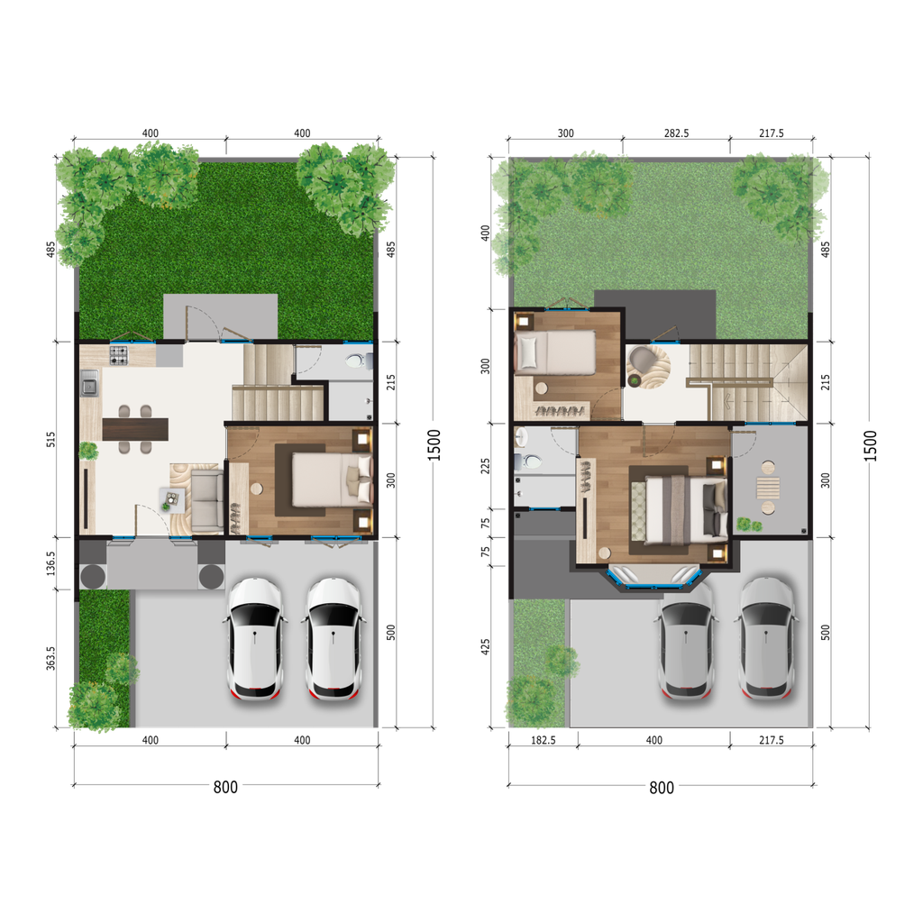 foto denah rumah tipe LEBAR 8 MODBURY 3CH perumahan CITRALAND CIBUBUR CLUSTER MODBURY