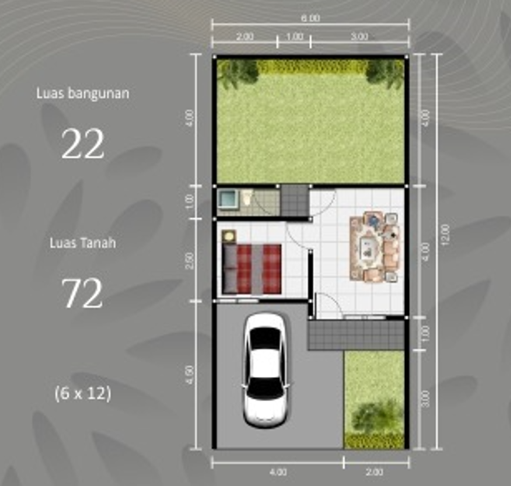 foto denah rumah tipe 22/72 perumahan MUTIARA BANGIL ASRI