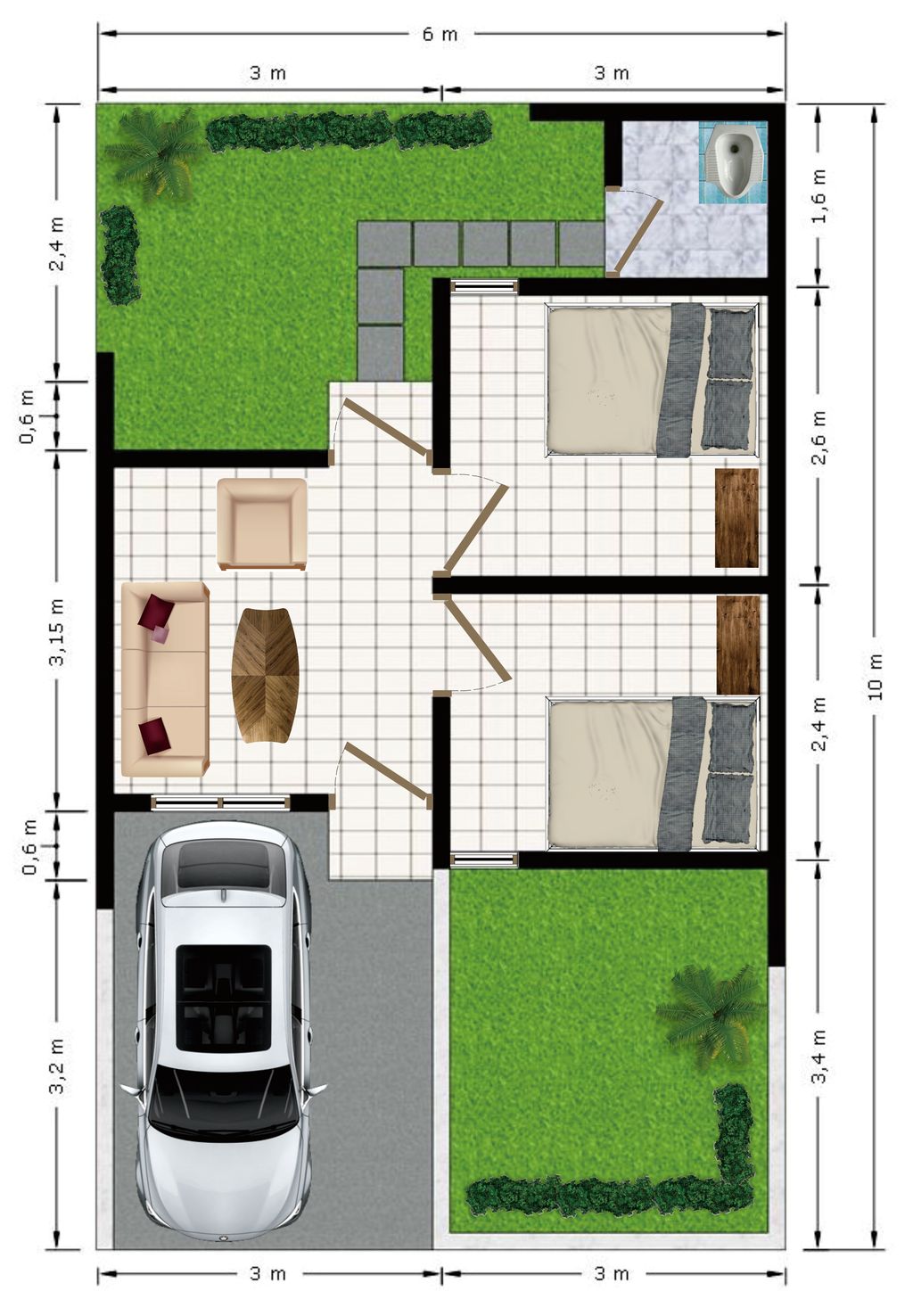 foto denah rumah tipe SUBSIDI 28/63 perumahan GRIYA RAFADA 5 KALIWUNGU