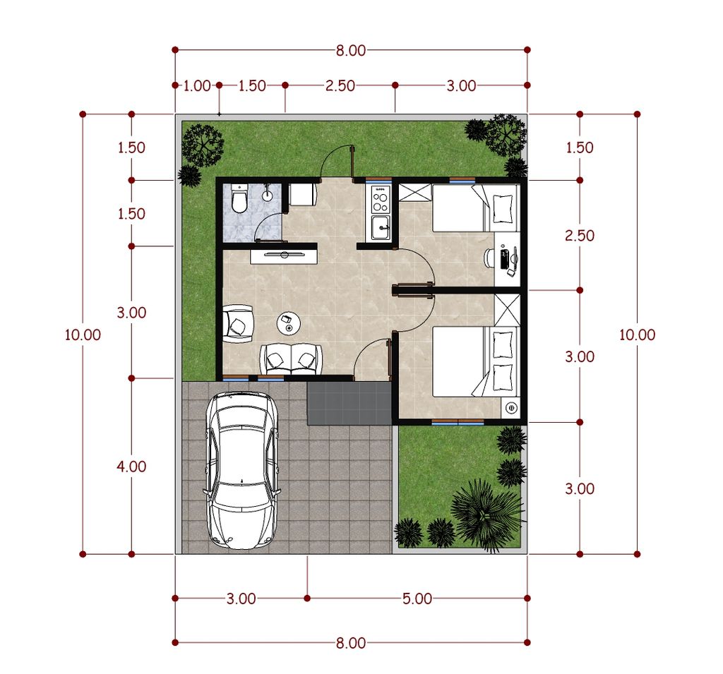 foto denah rumah tipe 36/80 perumahan SRIKANDI RESIDENCE
