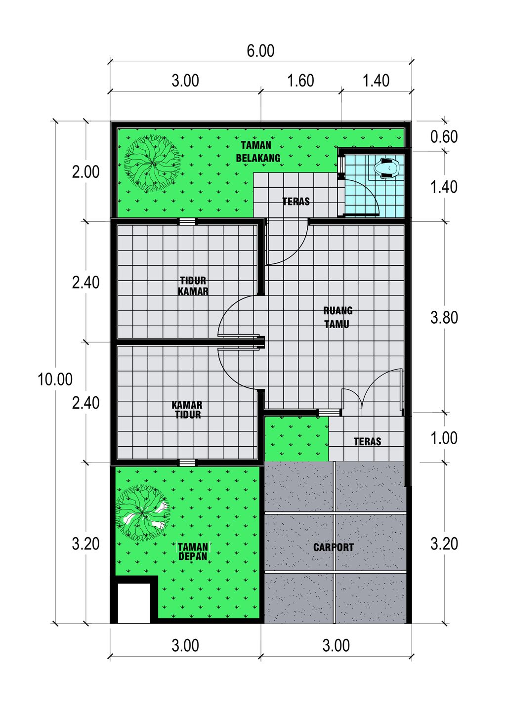 foto denah rumah tipe 30/60 perumahan BANTEN INDAH PERMAI 4